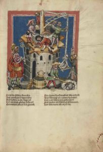 The Construction of the Tower of Babel; Unknown; Regensburg, Bavaria, Germany; about 1400 - 1410. Courtesy of the Getty's Open Content Program