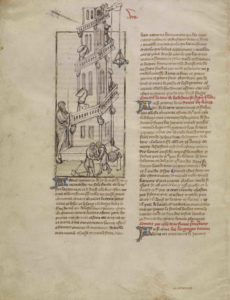The Building of the Tower of Babel; First Master of the Bible historiale of Jean de Berry (French, active about 1390 - about 1400), Unknown; Paris, France; about 1390 - 1400. Image courtesy of the Getty's Open Content Program.